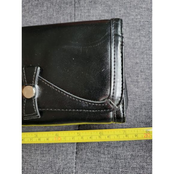 Hato Hasi Black Leather Wristlet Evening Bag Clutch 4x7 - Picture 7 of 8